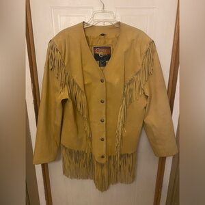 VTG Cripple Creek Golden Tan Fringe Leather Jacket